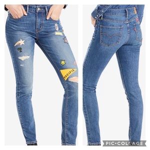 Levi's Limited 721 High Waist Patch Skinny Jeans.